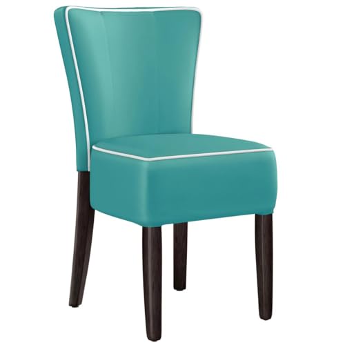 GGMMÖBEL 2-er Set American | Dinerstuhl | Türkis | Leder | Gestell: Holz/Wenge | Gestreift | Sitzhöhe: 49 cm | Keder Weiß von GGMMÖBEL