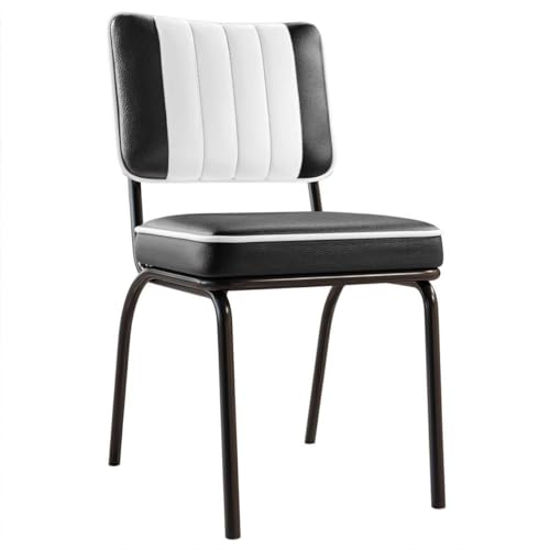 GGMMÖBEL 2-er Set Diner | Dinerstuhl | Schwarz | Leder | Gestell: Stahl/Schwarz | Gestreift | Sitzhöhe: 48 cm | weißer Keder GGMMÖBEL 2-er Set Diner | Dinerstuhl | Schwarz | Leder | Gestell: Stahl/Schwarz | Gestreift | Sitzhöhe: 48 cm | weißer Keder von GGMMÖBEL