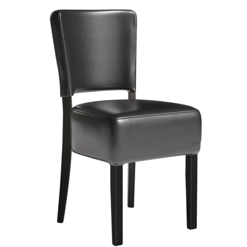 GGMMÖBEL 2-er Set Luca Steel | Bistrostuhl | Schwarz | Leder | Gestell: Stahl/Schwarz | Sitzhöhe: 49cm | Tragfähigkeit: 250kg von GGMMÖBEL