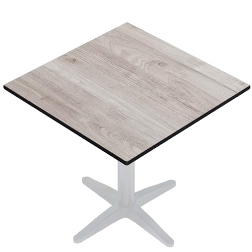 GGMMÖBEL COMPACT | Esstisch HPL Tischplatte | 68 x 68 cm | Eiche-Weiß | Perfekt für klappbare Gartentisch, Esstisch | Outdoor | Restaurant, Cafe, Bar von GGMMÖBEL