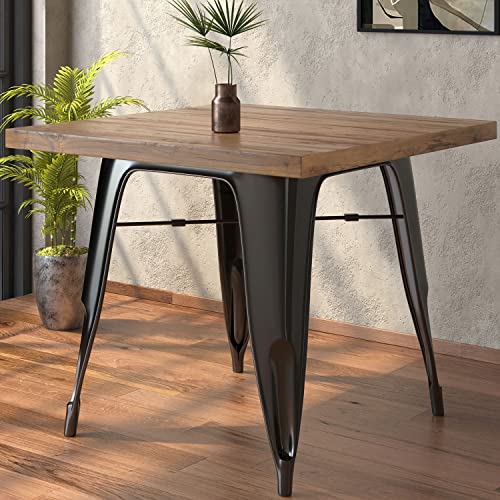 GGMMÖBEL California | Esstisch | 70 x 70 x 78 cm | Holz: Wenge | Metall: Schwarz Matt | Esszimmertisch | Küchentisch | Tisch | Indoor & Outdoor | Industrial Deko von GGMMÖBEL