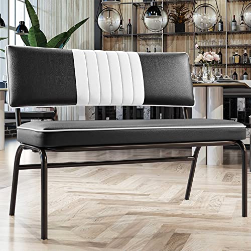 GGMMÖBEL Diner | American Diner Sitzbank | Schwarz | Gestreift | B:H 110 x 48 cm | Gestreift | American Diner Möbel von GGMMÖBEL