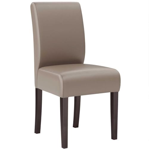 GGMMÖBEL Leo Big | 2-er Set | Esszimmerstuhl | Taupe | Leder | Bistrostuhl | Gastrostuhl | Gepolstert | Gestell: Holz/Schwarz | Sitzhöhe: 48cm von GGMMÖBEL