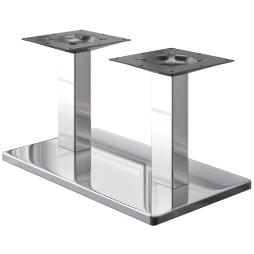 GGMMÖBEL Madrid | Doppel Tischgestell für Couchtisch | Tischbeine | Edelstahl | Tischfüße | Bodenplatte: 40 x 70 cm | Säule: 8 cm | Gesamthöhe: 36 cm von GGMMÖBEL