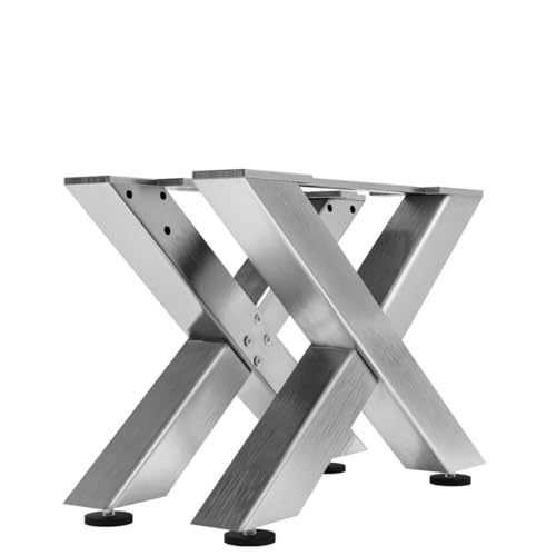 Juana | Tischbeine Metall Edelstahl | 2 Stück X Form Tischkufen | Tischgestell B68xH36 cm | Möbelkufen für Couchtisch, Hocker Juana | Tischbeine Metall Edelstahl | 2 Stück X Form Tischkufen | Tischgestell B68xH36 cm | Möbelkufen für Couchtisch, Hocker von GGMMÖBEL