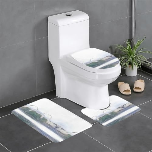 GGNKDL 3-teiliges Badezimmerteppich-Set mit Möwen- und Wellenmuster, rutschfestes Badteppich-Set, leicht zu reinigen und zu pflegen, feuchtigkeitsblockierend und langlebig GGNKDL 3-teiliges Badezimmerteppich-Set mit Möwen- und Wellenmuster, rutschfestes Badteppich-Set, leicht zu reinigen und zu pflegen, feuchtigkeitsblockierend und langlebig von GGNKDL