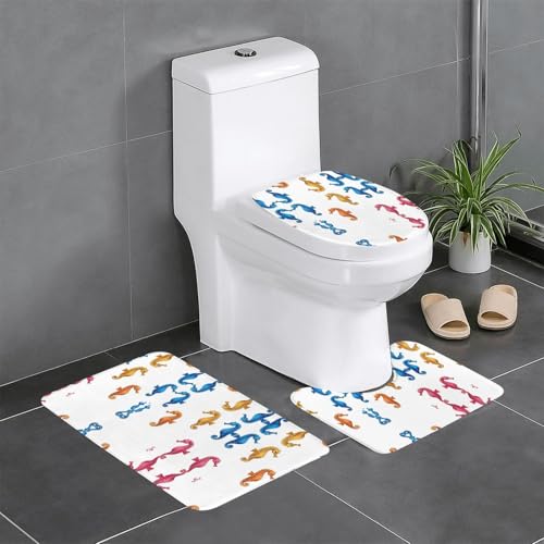 GGNKDL 3-teiliges Badezimmerteppich-Set mit Seepferdchen-Motiv, rutschfest, leicht zu reinigen und zu pflegen, feuchtigkeitsblockierend und langlebig GGNKDL 3-teiliges Badezimmerteppich-Set mit Seepferdchen-Motiv, rutschfest, leicht zu reinigen und zu pflegen, feuchtigkeitsblockierend und langlebig von GGNKDL