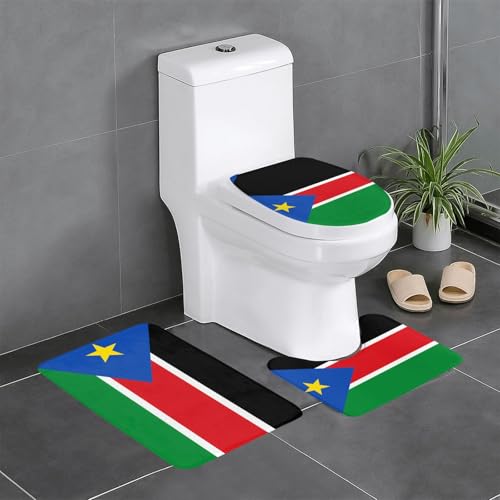 GGNKDL 3-teiliges Badezimmerteppich-Set mit Südsudan-Muster, rutschfest, leicht zu reinigen und zu pflegen, feuchtigkeitsblockierend und langlebig von GGNKDL