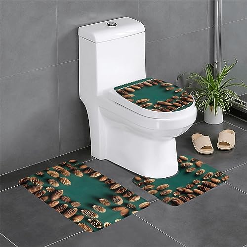 GGNKDL 3-teiliges Badezimmerteppich-Set mit Tannenzapfen-Bordüre, rutschfest, leicht zu reinigen und zu pflegen, feuchtigkeitsblockierend und langlebig GGNKDL 3-teiliges Badezimmerteppich-Set mit Tannenzapfen-Bordüre, rutschfest, leicht zu reinigen und zu pflegen, feuchtigkeitsblockierend und langlebig von GGNKDL