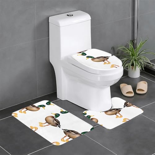 GGNKDL 3-teiliges Badezimmerteppich-Set mit Wildenten-Motiv, rutschfest, leicht zu reinigen und zu pflegen, feuchtigkeitsblockierend und langlebig GGNKDL 3-teiliges Badezimmerteppich-Set mit Wildenten-Motiv, rutschfest, leicht zu reinigen und zu pflegen, feuchtigkeitsblockierend und langlebig von GGNKDL