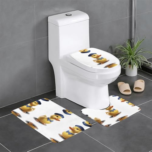 GGNKDL 3-teiliges Badezimmerteppich-Set mit gelbem Entenhut-Muster, rutschfest, leicht zu reinigen und zu pflegen, feuchtigkeitsblockierend und langlebig GGNKDL 3-teiliges Badezimmerteppich-Set mit gelbem Entenhut-Muster, rutschfest, leicht zu reinigen und zu pflegen, feuchtigkeitsblockierend und langlebig von GGNKDL