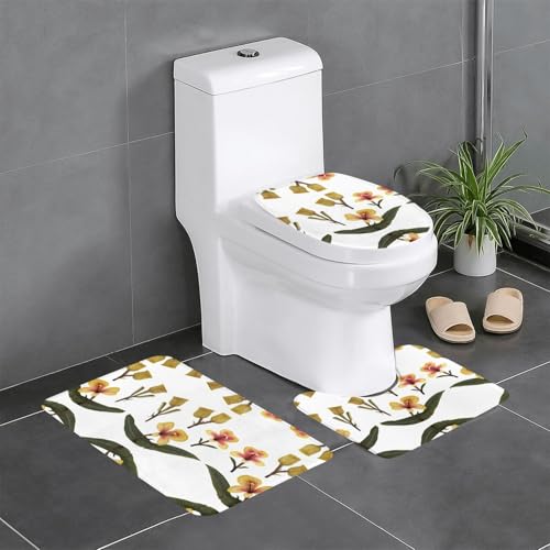 GGNKDL 3-teiliges Badezimmerteppich-Set mit seltsamen Blumenmuster, rutschfest, leicht zu reinigen und zu pflegen, feuchtigkeitsblockierend und langlebig GGNKDL 3-teiliges Badezimmerteppich-Set mit seltsamen Blumenmuster, rutschfest, leicht zu reinigen und zu pflegen, feuchtigkeitsblockierend und langlebig von GGNKDL