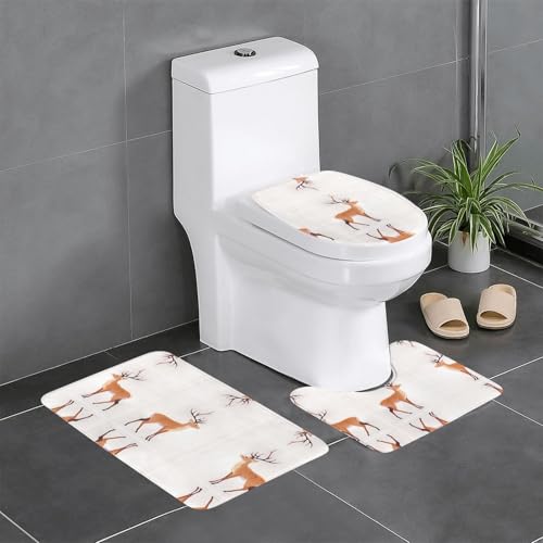 GGNKDL 3-teiliges Badezimmerteppich-Set mit stehendem Hirschmuster, rutschfestes Badteppich-Set, leicht zu reinigen und zu pflegen, feuchtigkeitsblockierend und langlebig GGNKDL 3-teiliges Badezimmerteppich-Set mit stehendem Hirschmuster, rutschfestes Badteppich-Set, leicht zu reinigen und zu pflegen, feuchtigkeitsblockierend und langlebig von GGNKDL