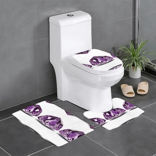 GGNKDL 3-teiliges Badezimmerteppich-Set mit violettem Kristallmuster, rutschfest, leicht zu reinigen und zu pflegen, feuchtigkeitsblockierend und langlebig GGNKDL 3-teiliges Badezimmerteppich-Set mit violettem Kristallmuster, rutschfest, leicht zu reinigen und zu pflegen, feuchtigkeitsblockierend und langlebig von GGNKDL