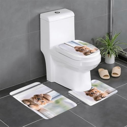 GGNKDL 599148708235437056 3-teiliges Badezimmerteppich-Set, rutschfest, leicht zu reinigen und zu pflegen, feuchtigkeitsblockierend und langlebig von GGNKDL