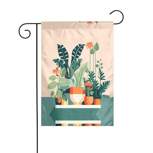 GGNKDL Kleine grüne Cartoon-Pflanze, Gartenflagge, Outdoor-Hof-Dekoration, geeignet für alle Jahreszeiten, 30,5 x 45,7 cm von GGNKDL