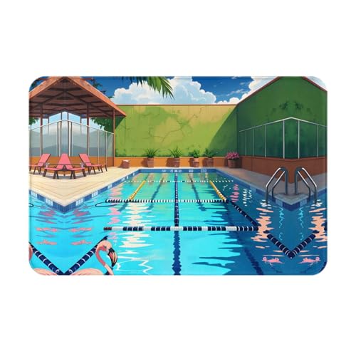GGNKDL Rutschfeste Bodenmatte, Flamingo- und Schwimmbad-Druck, für Innen- und Außenbereich, Fußmatten, geeignet für Schlafzimmer und Badezimmer, 40,6 x 61 cm GGNKDL Rutschfeste Bodenmatte, Flamingo- und Schwimmbad-Druck, für Innen- und Außenbereich, Fußmatten, geeignet für Schlafzimmer und Badezimmer, 40,6 x 61 cm von GGNKDL