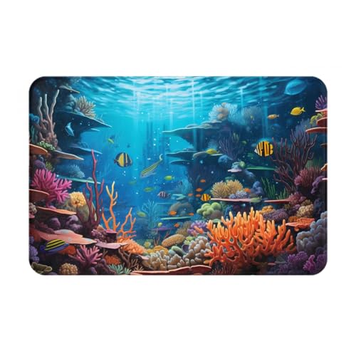 GGNKDL Rutschfeste Bodenmatte, Motiv: Unterwasserflora und Fauna, für Innen- und Außenbereich, geeignet für Schlafzimmer und Badezimmer, 40,6 x 61 cm von GGNKDL