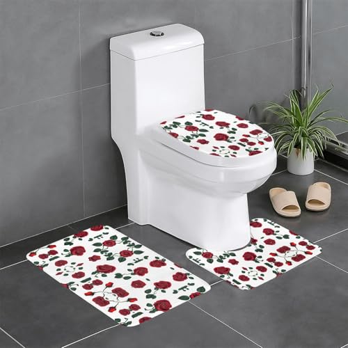 GGNKDL Yashen 3-teiliges Badezimmerteppich-Set mit Rosenmuster, rutschfest, leicht zu reinigen und zu pflegen, feuchtigkeitsblockierend und langlebig GGNKDL Yashen 3-teiliges Badezimmerteppich-Set mit Rosenmuster, rutschfest, leicht zu reinigen und zu pflegen, feuchtigkeitsblockierend und langlebig von GGNKDL
