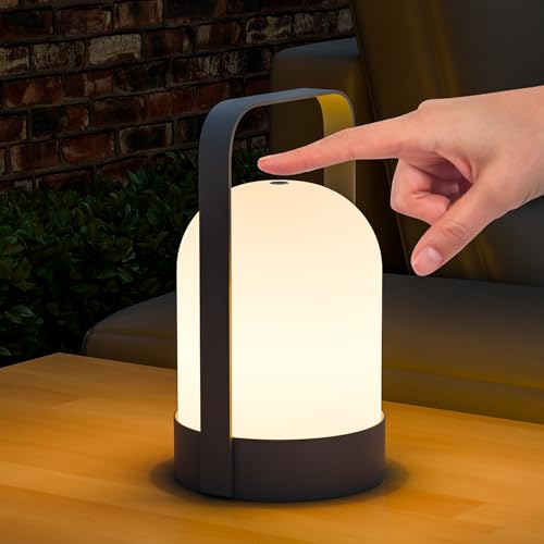 GGNOO LED Akku Outdoor Tischlampe, USB Aufladbar Tischleuchte Kabellos, Tischlampe kabellos Dimmbar Tragbare Outdoor Tischleuchte ​IP44 Wasserdicht für Garten Schlafzimmer (Lamp B) von GGNOO