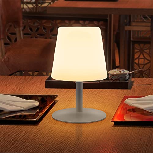 GGNOO LED Akku Outdoor Tischlampe Tragbare LED Kabellos Tischleuchte Dimmbar 2 Farben Akku Tischleuchte für Außen für Garten Schlafzimmer Wohnzimmer Camping Tisch Hotel Restaurant (Grau) von GGNOO