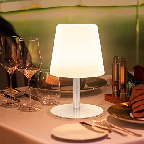 GGNOO LED Akku Outdoor Tischlampe led Kabellos Tischleuchte Dimmbar Tragbare warmweißes/warmes gelbes dinner light Für außen garten schlafzimmer camping Wohn und Schlafzimmer Tisch Hotel (Silber) GGNOO LED Akku Outdoor Tischlampe led Kabellos Tischleuchte Dimmbar Tragbare warmweißes/warmes gelbes dinner light Für außen garten schlafzimmer camping Wohn und Schlafzimmer Tisch Hotel (Silber) von GGNOO