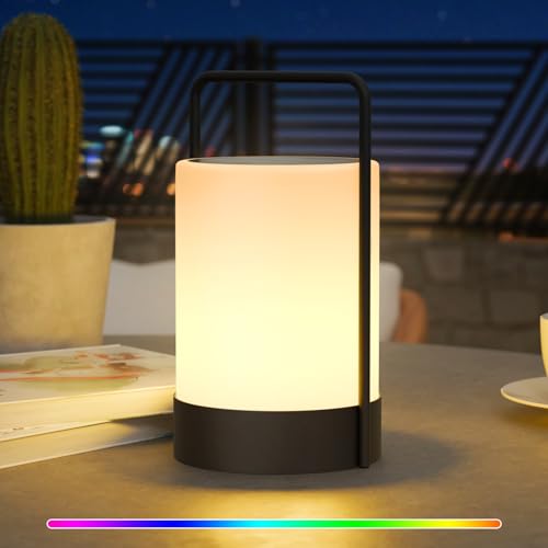 Solar Akku Outdoor Lampe Aus Metall Solar Tischleuchte Outdoor 8 Farben Solar Tischlampe Tragbare Solar Lampe FüR Tisch Bbq Camping Garten Terrasses von GGNOO