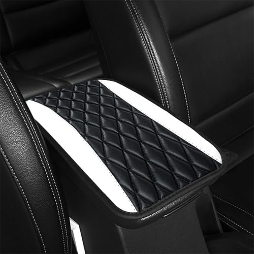GGOIN Armlehnen Polster Auto für Mini Clubman John Cooper Works (2019–2024), Car Armrest Box Pad Leather wasserdichte Center Konsole Abdeckung Armlehne Box Matte,D White von GGOIN