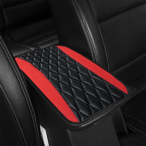 GGOIN Armlehnen Polster Auto für Porsche Cayenne/Cayenne S/Cayenne Turbo E-Hybrid (seit 2023), Car Armrest Box Pad Leather wasserdichte Center Konsole Abdeckung Armlehne Box Matte,C Red von GGOIN