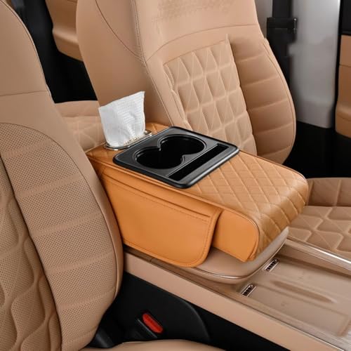 GGOIN Auto Armlehnenkissen für BMW 2er Gran Coupé (F74) 2025/M235 xDrive (seit 2025), Multifunktionales Memory Foam Armlehne Box Pad Komfort Innenraum Zubehör,D Orange von GGOIN