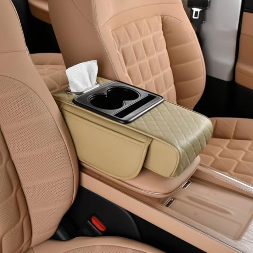 GGOIN Auto Armlehnenkissen für BMW X3 xDrive30e/X3 M (2021–2024)/X3 20 (seit 2024), Multifunktionales Memory Foam Armlehne Box Pad Komfort Innenraum Zubehör,F Beige von GGOIN