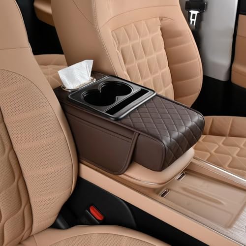 GGOIN Auto Armlehnenkissen für Citroen C4 (seit 2025)/e-C4 X (2022–2024)/C5 X (seit 2021), Multifunktionales Memory Foam Armlehne Box Pad Komfort Innenraum Zubehör,G Coffee von GGOIN