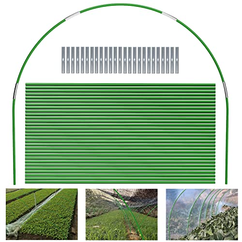 GGOUPTY Gewächshaus-Hoops 6 Sätze von 7 Ft Grün Abnehmbaren Gewächshaus-Ringe für Pflanzenabdeckung Folientunnel Tunnelbogen Kunststoff Glasfaser Pflanztunnel Bögen für Gartenstoff Gartenpfähle von GGOUPTY