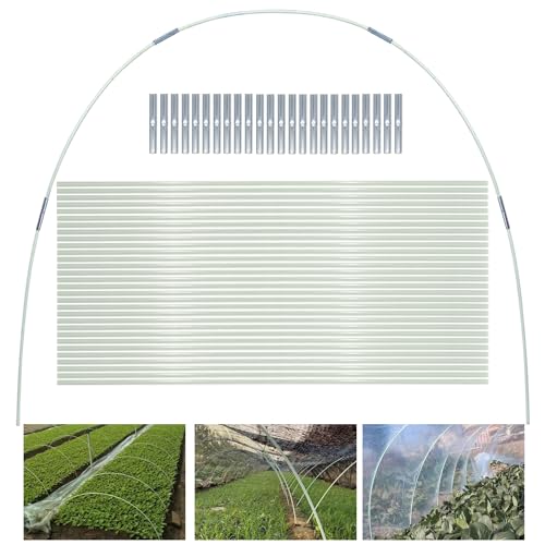 Gewächshaus-Hoops 30 Stück 43 cm Abnehmbaren Gewächshaus-Ringe für Pflanzenabdeckung Folientunnel Gewächshausreifen bögen Kunststoff Glasfaser Pflanztunnel for Gartenstoff Gartenpfähle (6mm) Weiß von GGOUPTY