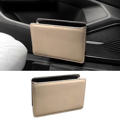 GGOZM Hängendes Automülleimer für Audi Q3 Sportback 2019 2020 2021 2022(No Computer Box), Leder Auto Mülltonne Papierkorb Aufbewahrungsbox Mehrzweck Organizer Tasche,A/Beige von GGOZM