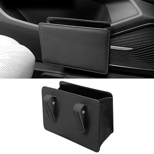 GGOZM Hängendes Automülleimer für Audi Q3 Sportback 2019 2020 2021 2022(No Computer Box), Leder Auto Mülltonne Papierkorb Aufbewahrungsbox Mehrzweck Organizer Tasche,A/Black von GGOZM