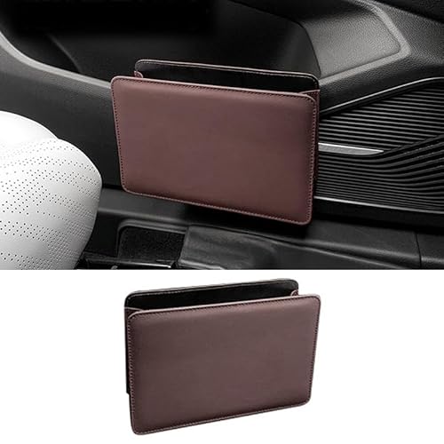GGOZM Hängendes Automülleimer für Audi Q3 Sportback 2019 2020 2021 2022(No Computer Box), Leder Auto Mülltonne Papierkorb Aufbewahrungsbox Mehrzweck Organizer Tasche,A/Brown 1 von GGOZM