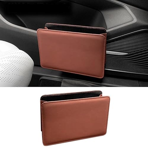 GGOZM Hängendes Automülleimer für Audi Q3 Sportback 2019 2020 2021 2022(No Computer Box), Leder Auto Mülltonne Papierkorb Aufbewahrungsbox Mehrzweck Organizer Tasche,A/Brown 2 von GGOZM