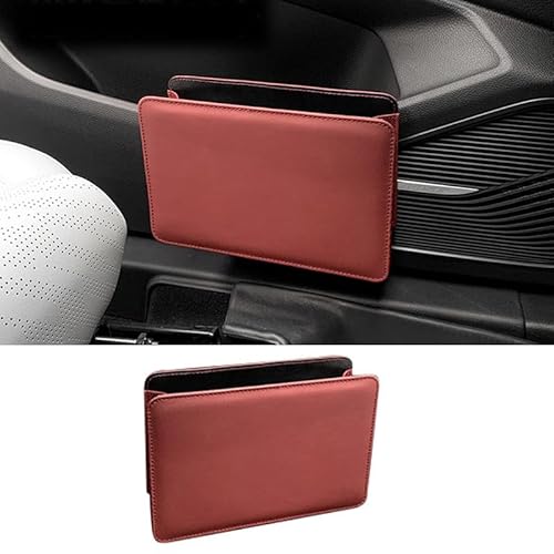 GGOZM Hängendes Automülleimer für Audi Q3 Sportback 2019 2020 2021 2022(No Computer Box), Leder Auto Mülltonne Papierkorb Aufbewahrungsbox Mehrzweck Organizer Tasche,A/Wine Red von GGOZM