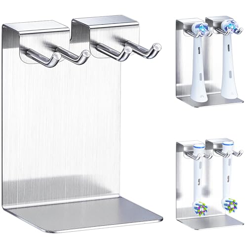 GGQ Elektrische Zahnbürste Halter, Zahnbürstenhalter, Elektrische Zahnbürstenköpfe Halter, Aufsteckbürsten Halterung, Bürstenkopf Halter Desktop oder Wand Ohne Bohren (Silber) von GGQ