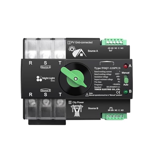 Führungsschiene dreiphasiger ATS passend for PV 3P 63A 100A 125A 230V Dual Power Automatischer Transfer Elektrischer Wahlschalter(125A) von GGQROTTQ