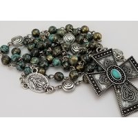 Rosenkranz. Türkis Und Goldfarbener Perlen Rosenkranz Rosenkranz. Türkis Und Goldfarbener Perlen Rosenkranz von GGRosaryDesigns