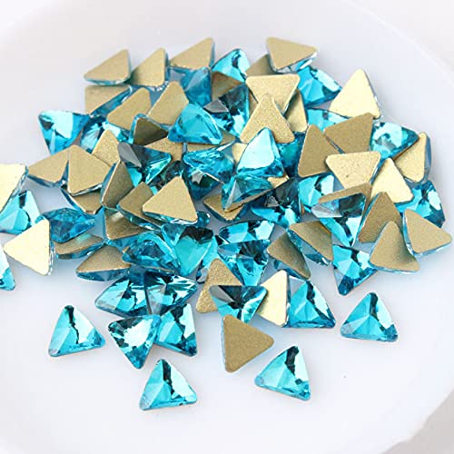 GGTAMCQT 30/100 Stück Nagel 5 mm dreieckige Flatback-Kristallsteine ​​für DIY Nail Art Dekoration LIUJUNQOYIN (Color : Lake Blue 5mm, Size : Triangle 30pcs) von GGTAMCQT
