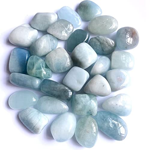 GGTAMCQT Aquamarin-Trommelstein, natürliche Edelsteine, Mineralkristalle, Aquarium-Dekoration, 20–30 mm, 100 g LIUJUNQOYIN (Color : 20-30mm, Size : 200g) von GGTAMCQT