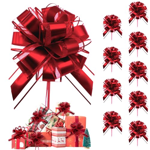 GGTTNRT 10 Stück Geschenkschleife, für Hochzeiten, Weihnachtsverpackungen, Dekorationen für Geburtstagsfeiern (Rot) von GGTTNRT