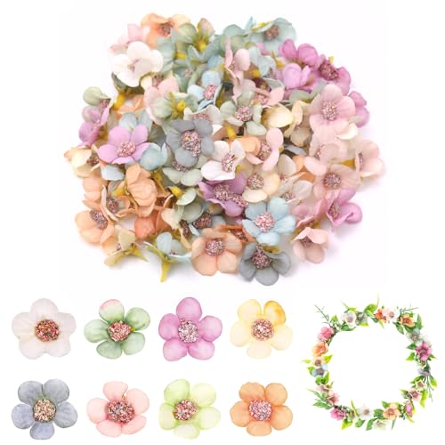 GGTTNRT 100 Stücke Kunstblumen Köpfe, Klein Künstliche Blumen Köpfe Seidenblumen, Fake Blumen Gänseblümchen Blumen Deko, für DIY Basteln Scrapbooking Hausgarten Hochzeit Feste von GGTTNRT
