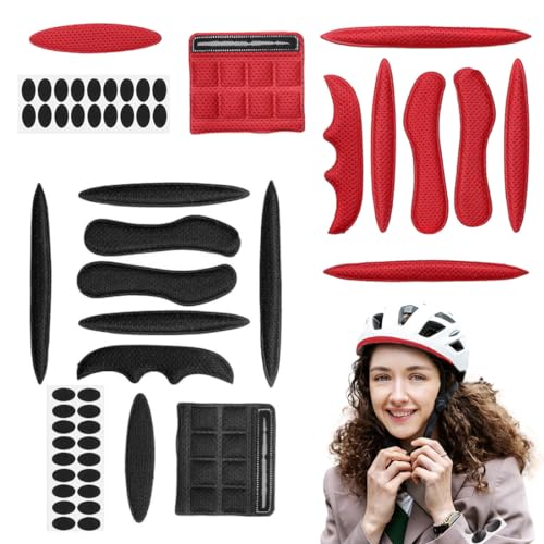 GGUFAY 2 Sätze Helm Polster-Schaumstoff-Kit, Ersatzschaumpolster Schwamm Helmpolster für Fahrrad-Motorrad Fahrradhel，Schwarz Rot von GGUFAY
