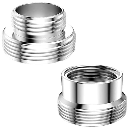 2 Stück Metall Wasserhahn Adapter 16 mm bis 22 mm/22mm bis 16mm, Wassersparendes Metall, Wasserhahn Luftsprudler, Metalladapter für Wasser Sparende Küchenarmatur von GGUFAY