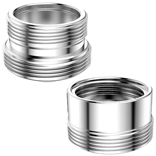 2 Stück Metall Wasserhahn Adapter 18 mm bis 22 mm/22mm bis 18mm, Wassersparendes Metall, Wasserhahn Luftsprudler, Metalladapter für Wasser Sparende Küchenarmatur von GGUFAY