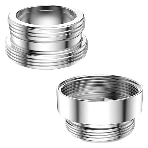 2 Stück Metall Wasserhahn Adapter 24mm bis 22 mm/22mm bis 24mm, Wassersparendes Metall, Wasserhahn Luftsprudler, Metalladapter für Wasser Sparende Küchenarmatur von GGUFAY